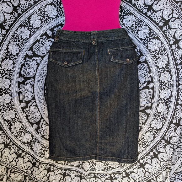 Ann Taylor Dark Denim Midi Skirt Sz 12 - Picture 6 of 7